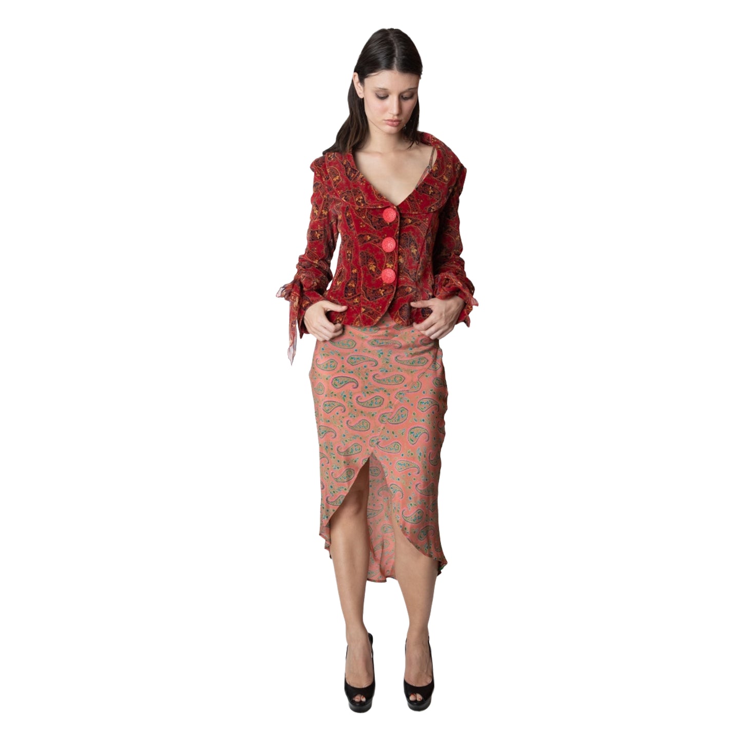 Tracy Feith Silk Paisley Spaghetti Strap Dress