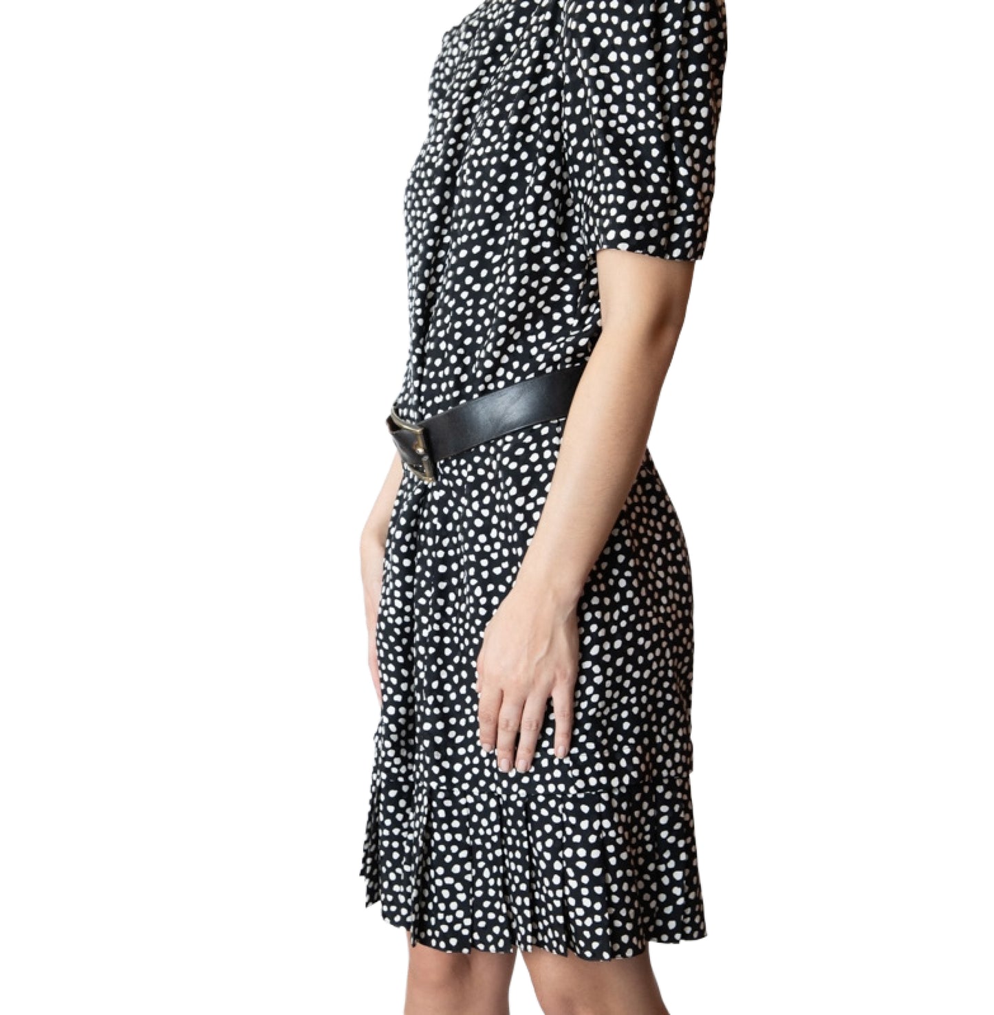 Maggy London Vintage Silk Black & White Polka Dot Dress