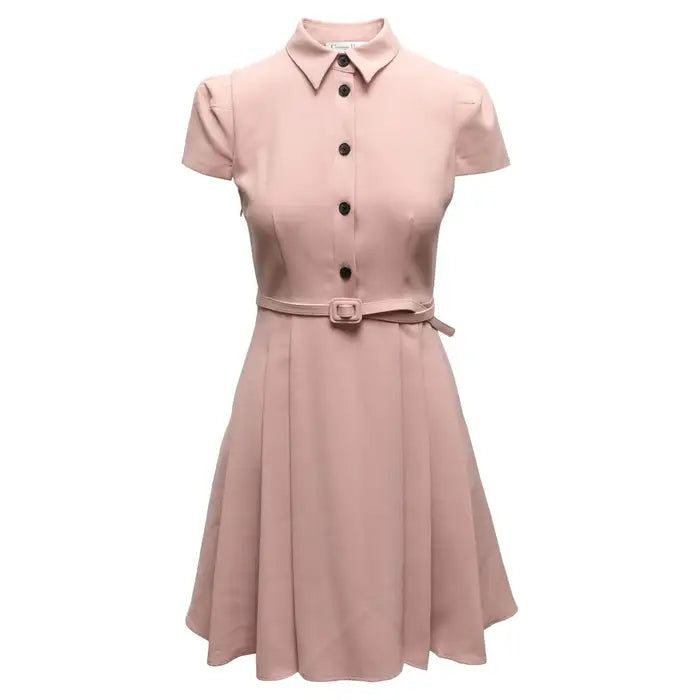 Christian Dior Belted Short Sleeve Dress