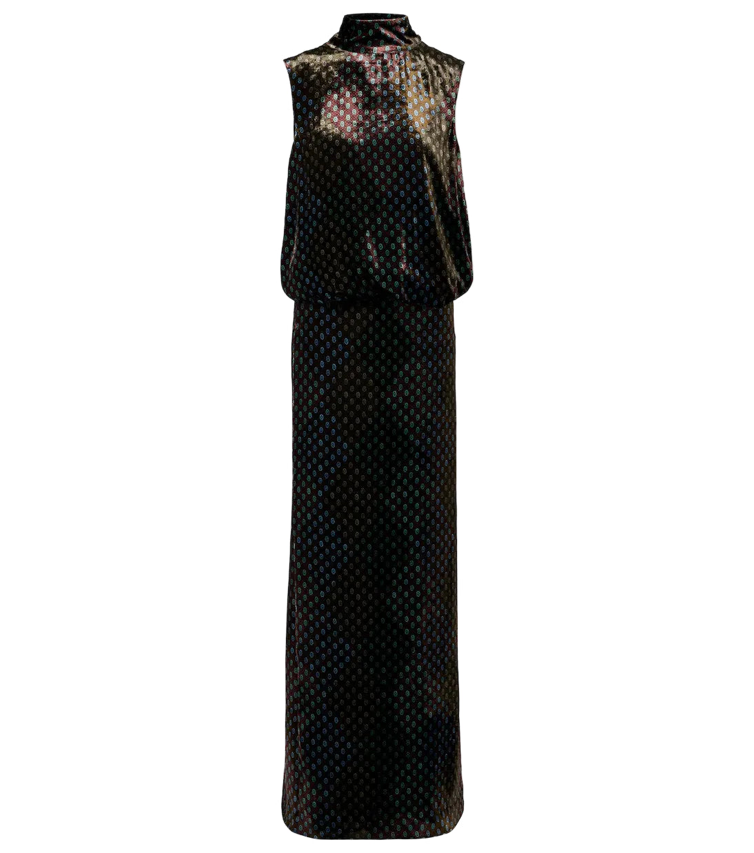 Dries Van Noten Draped Printed Velvet Maxi Dress