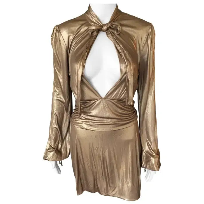 Gucci 2006 Keyhole Gold Mini Dress