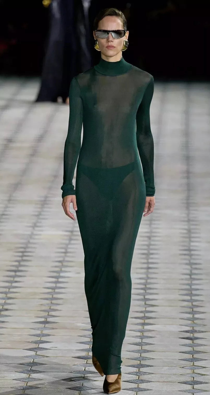 Saint Laurent Mockneck Gown