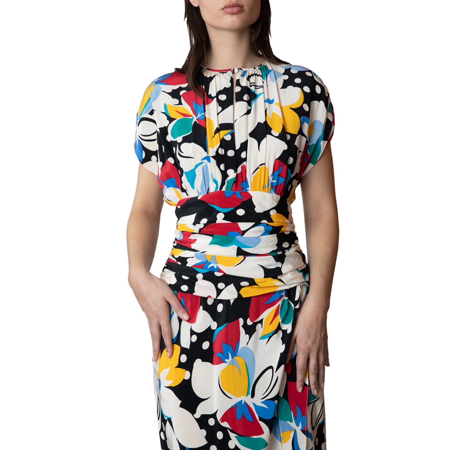 Miss O by Oscar de la Renta Bonwit Teller Silk Abstract Floral Print Dress