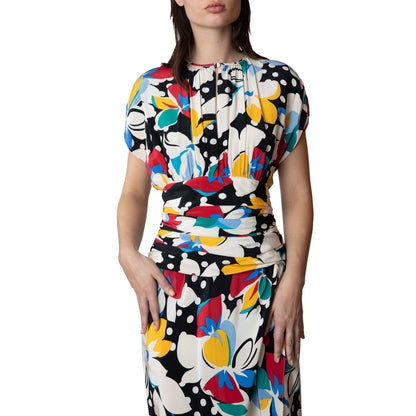 Miss O by Oscar de la Renta Bonwit Teller Silk Abstract Floral Print Dress