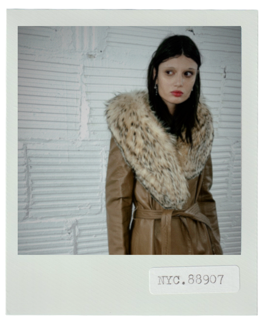 Leather Trench with Coyote Fur Collar