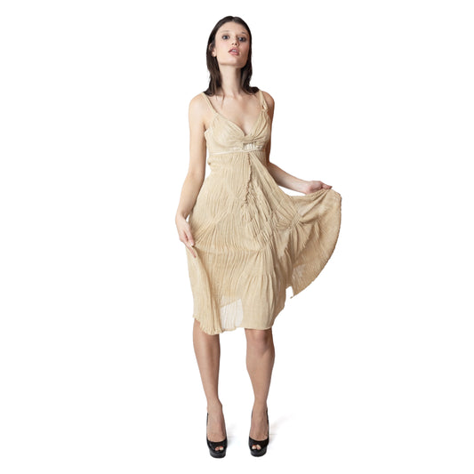 Plein Sud Champagne Mesh & Silk Dress