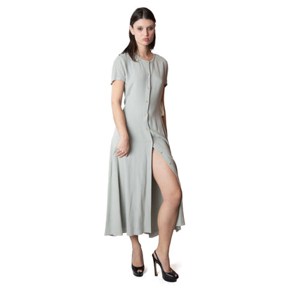 Calvin Klein Collection 100% Silk Button-Front Maxi Dress