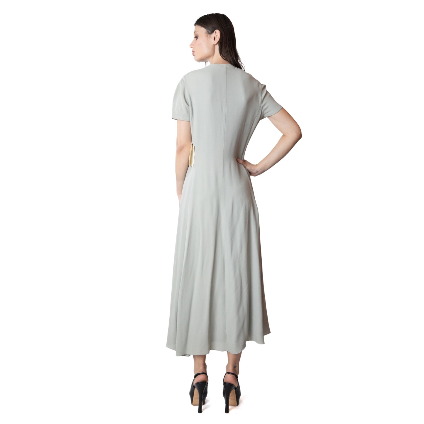 Calvin Klein Collection 100% Silk Button-Front Maxi Dress