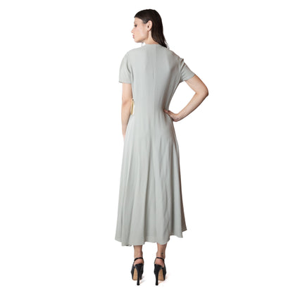 Calvin Klein Collection 100% Silk Button-Front Maxi Dress