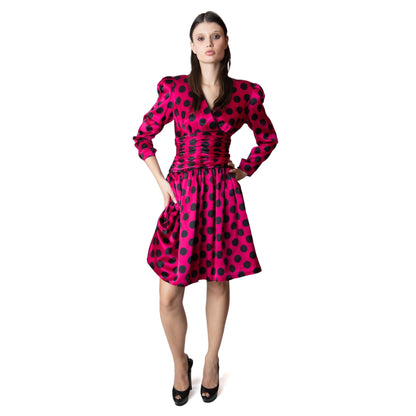 Maggy London Vintage Silk Polka Dot Dress