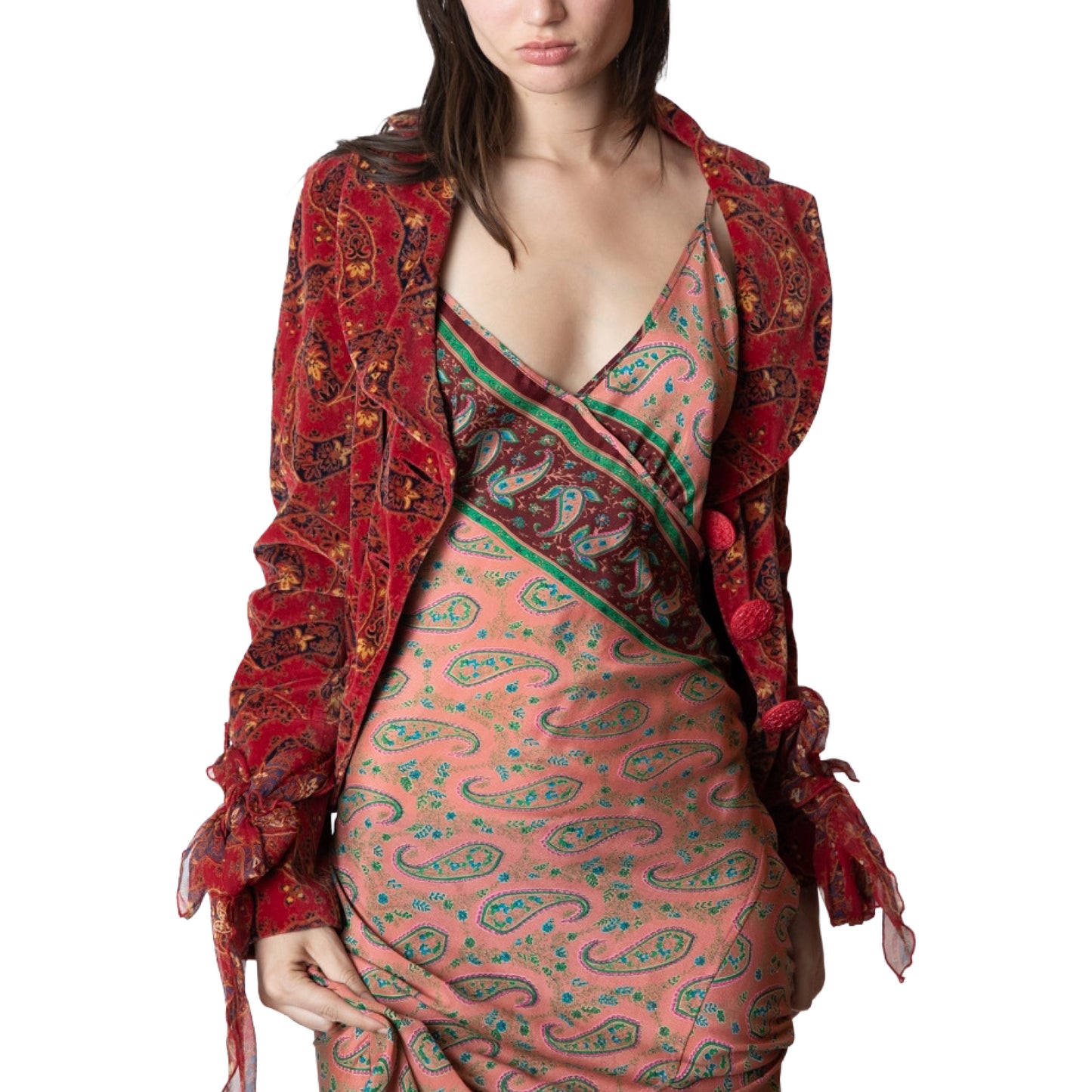 Tracy Feith Silk Paisley Spaghetti Strap Dress