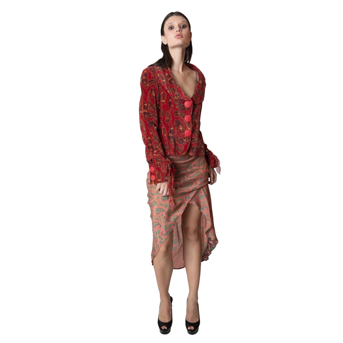 Tracy Feith Silk Paisley Spaghetti Strap Dress