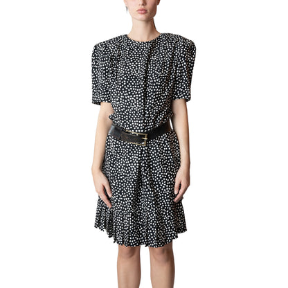 Maggy London Vintage Silk Black & White Polka Dot Dress