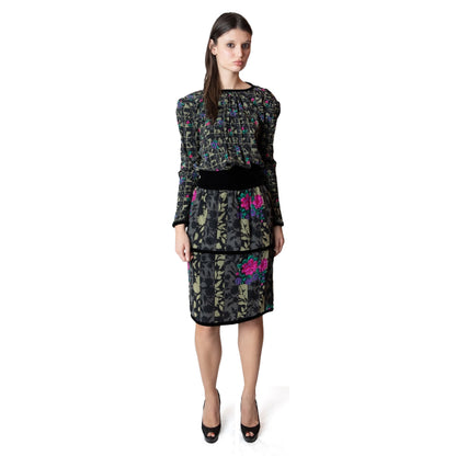 Miss O by Oscar de la Renta Abstract Floral Set with Velvet