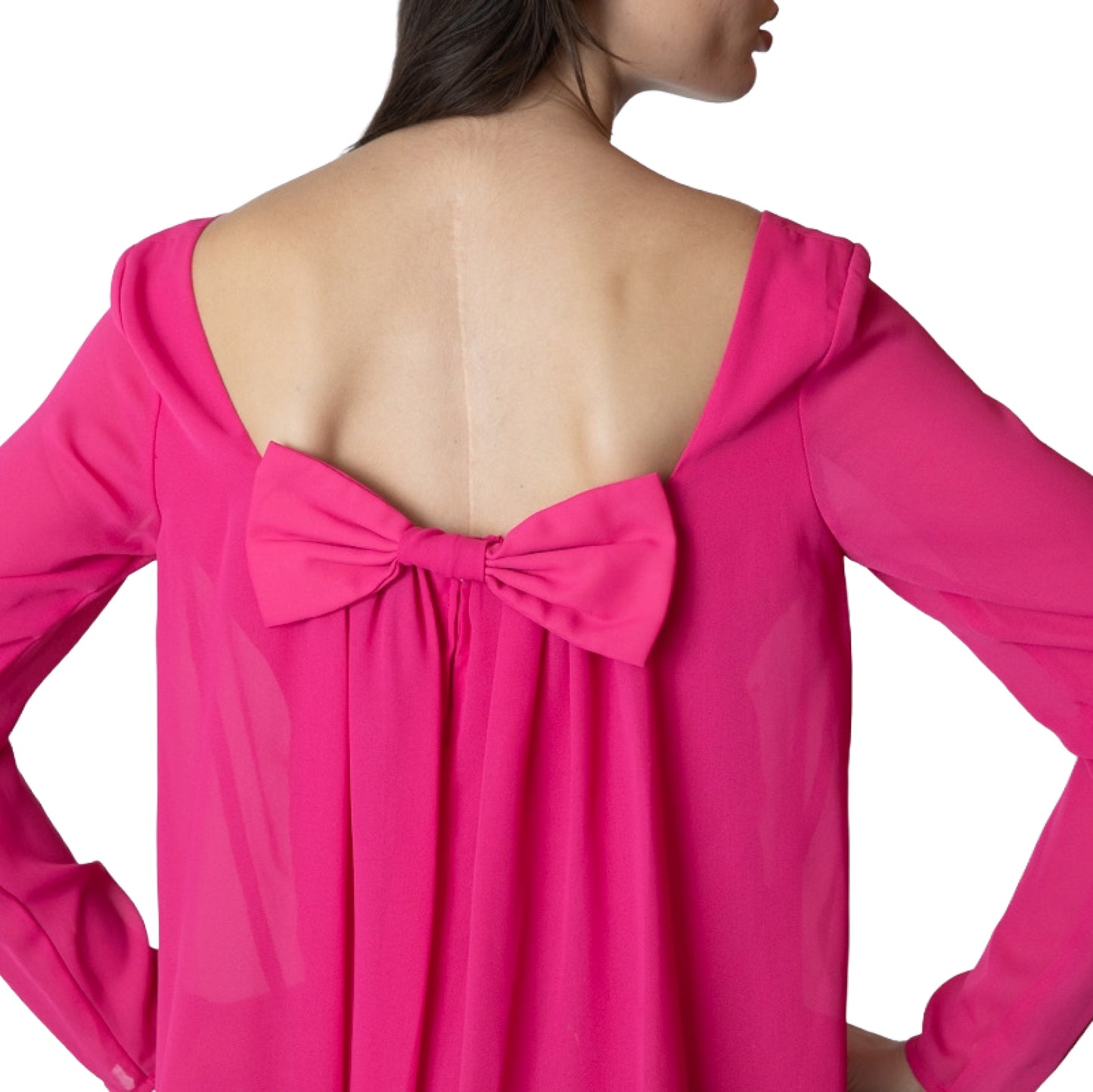 Anna Sui Hot Pink Silk Babydoll Dress with Bow