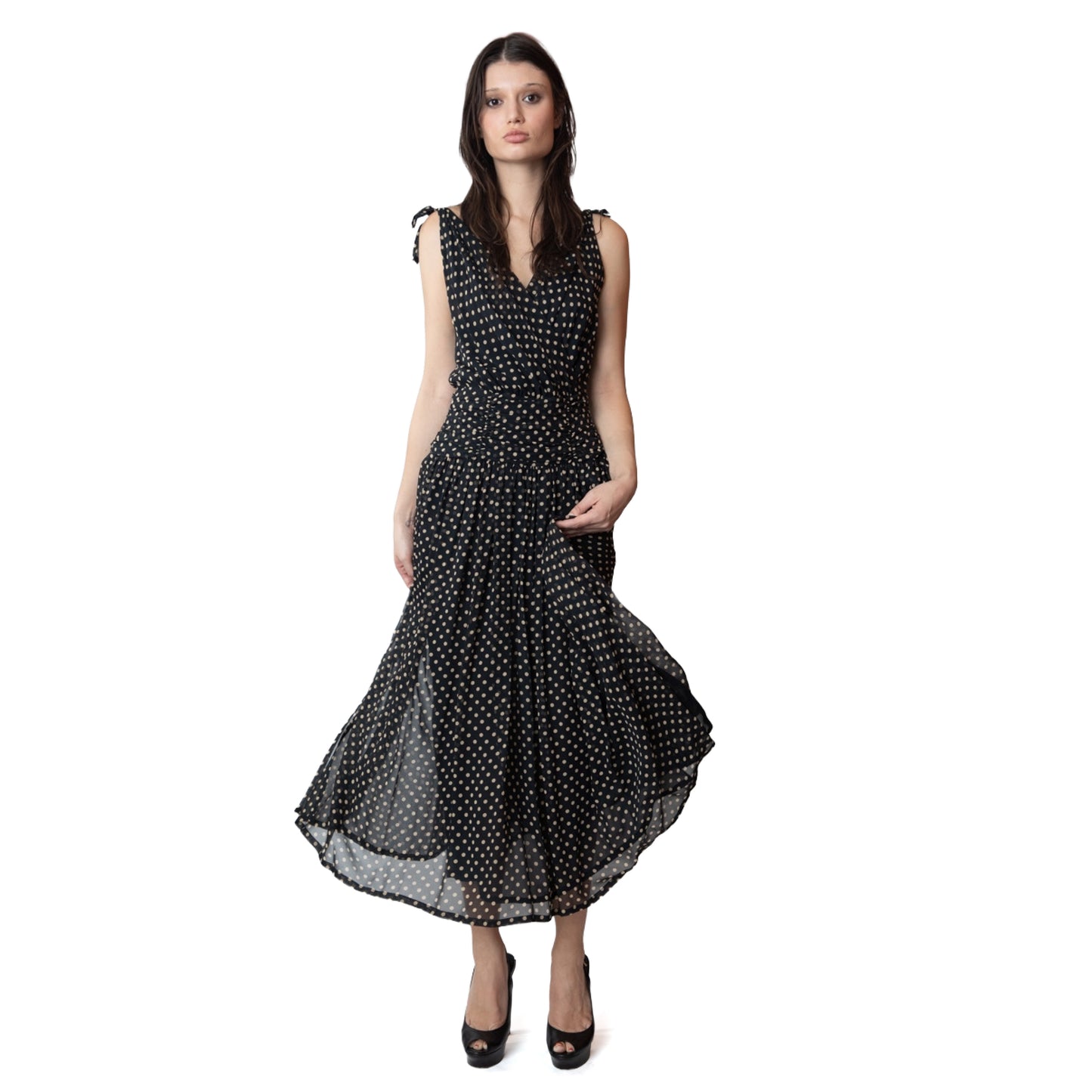 Cerruti 1881 Vintage Polka Dot Crepe Dress