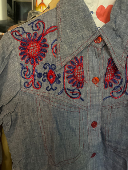 Vintage Women’s Chambray Western Shirt Size Small